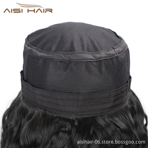 Aisi Hair Outdoor Hat Wig Long Wavy Cosplay Party Knit Slouchy Hat Synthetic Fiber Hair Extension With Black Cap For Women